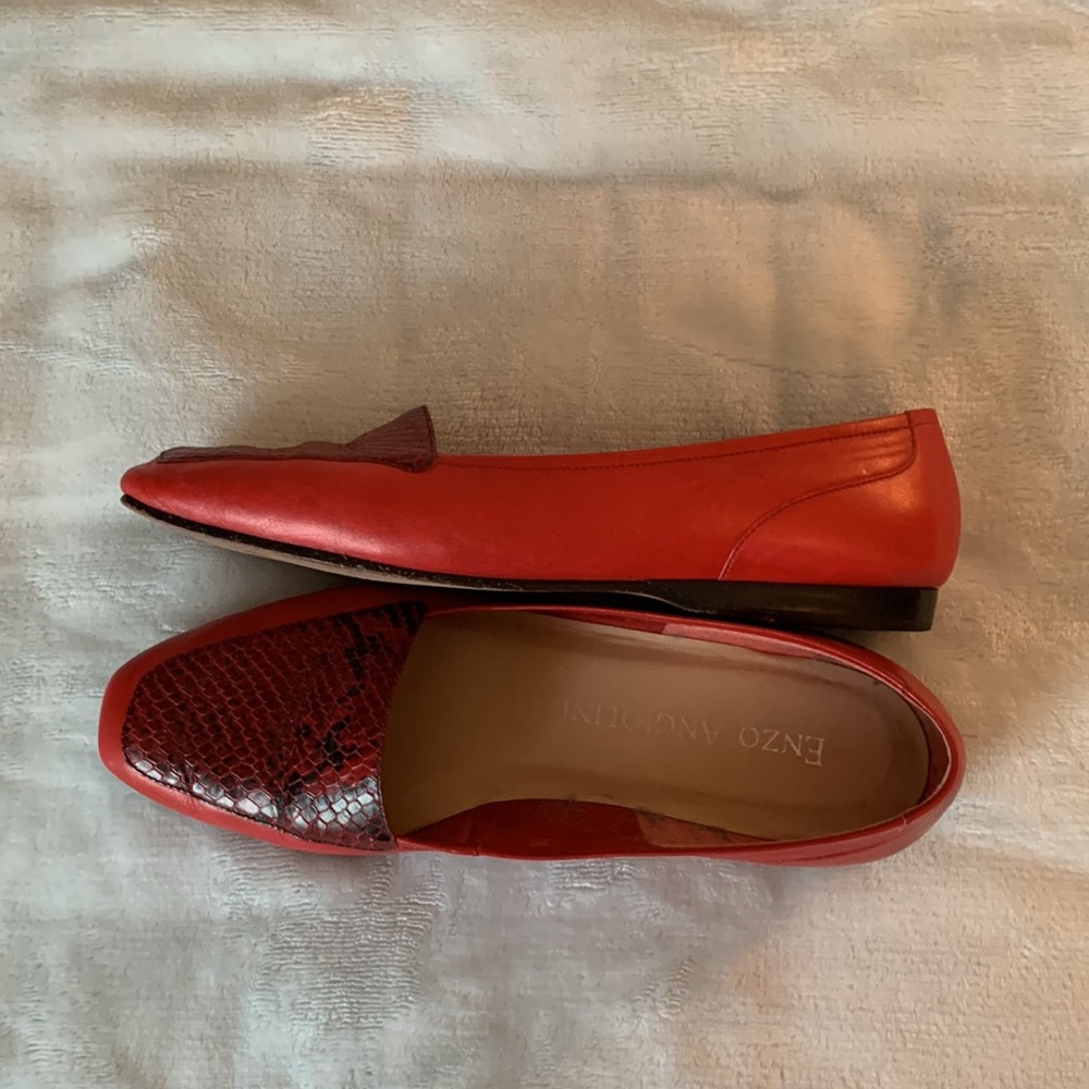 Womens Enzo Angiolini Red Leather Flats